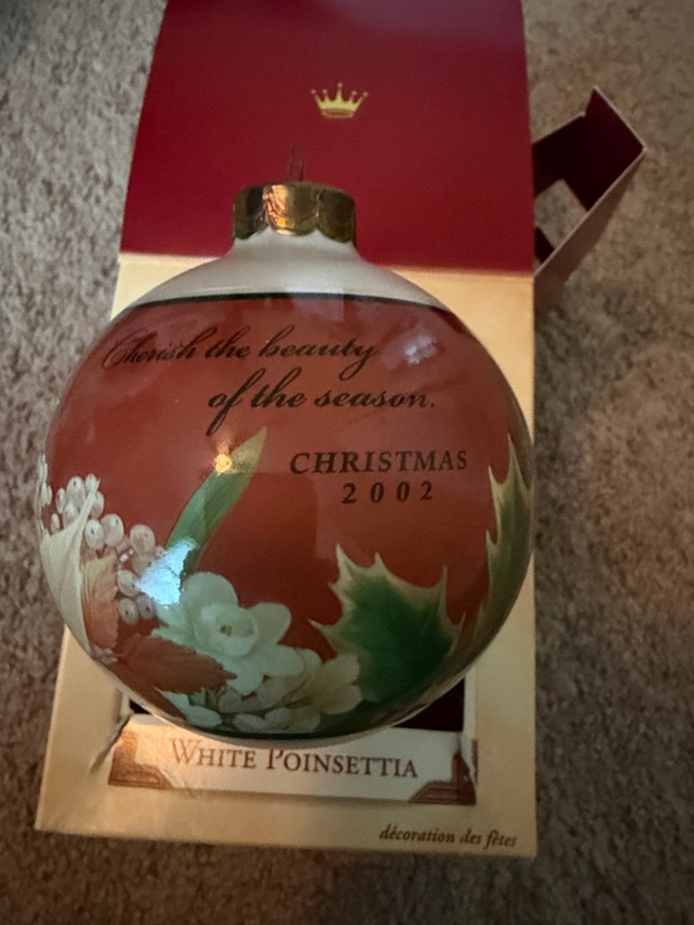 Hallmark Red and White White Poinsettia Christmas Ornament